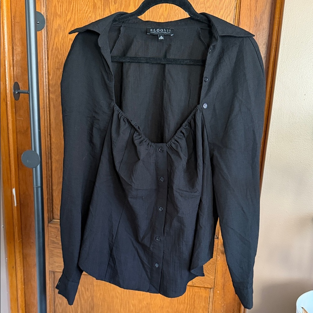 Eloquii Black Button-Up Blouse